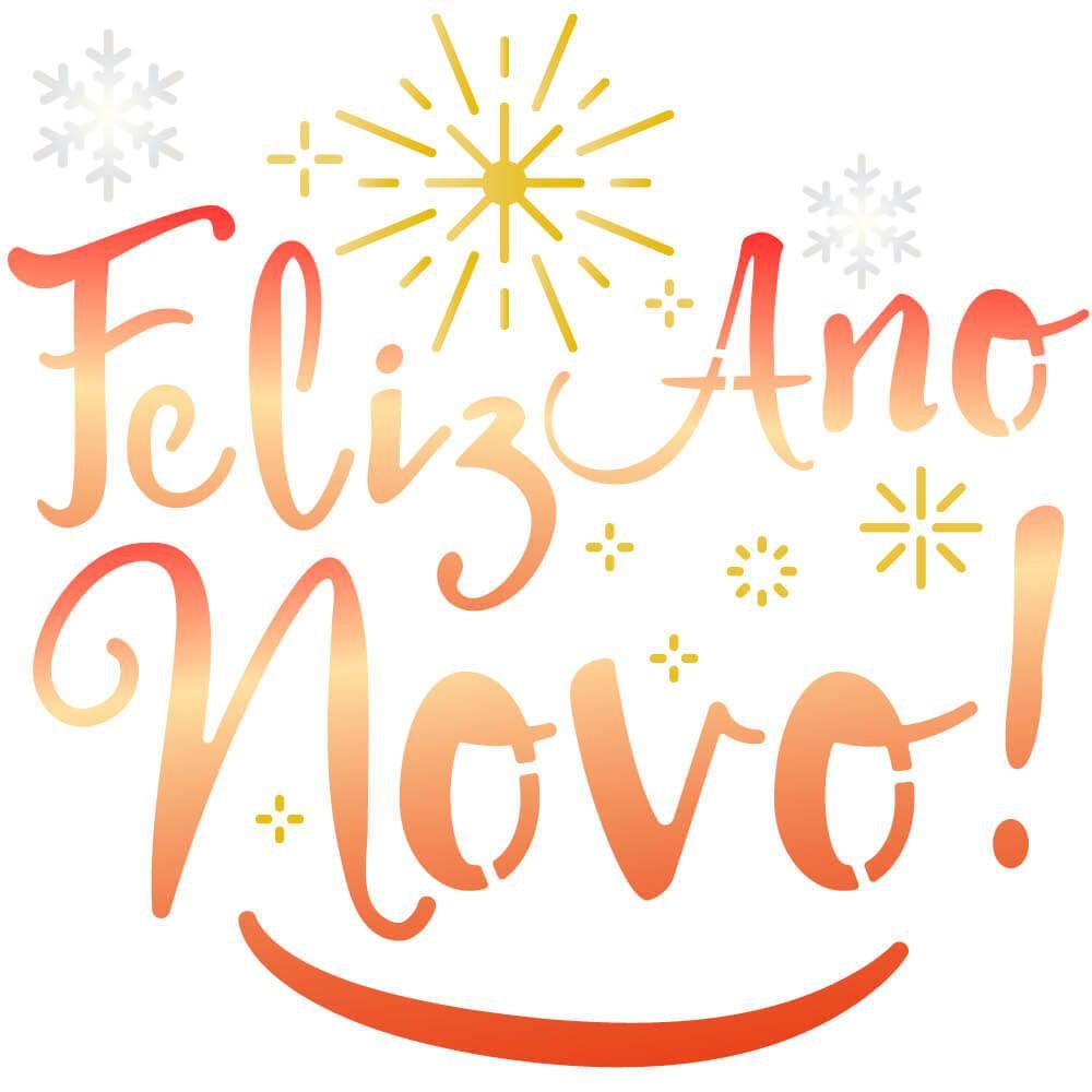 Stencil Litoarte 14x14 STA-159 Feliz Ano Novo - Palácio da Arte