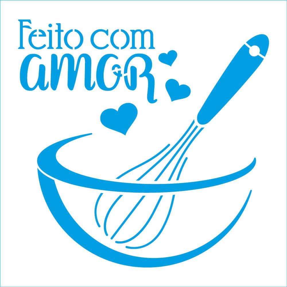 Stencil Litoarte 14x14 STA-161 Cozinha Feito com Amor Fûe - Palácio da Arte