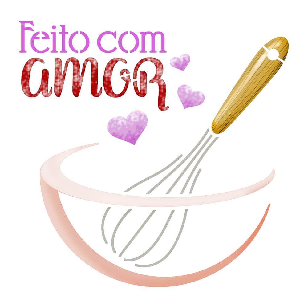 Stencil Litoarte 14x14 STA-161 Cozinha Feito com Amor Fûe - Palácio da Arte