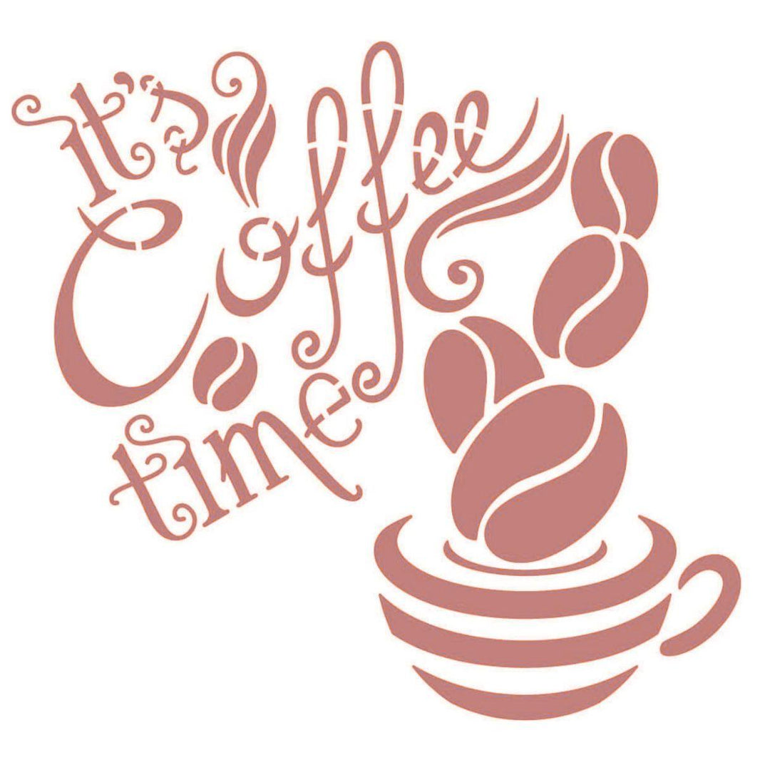Stencil Litoarte 14x14 STA-183 It's Coffee Time - Palácio da Arte