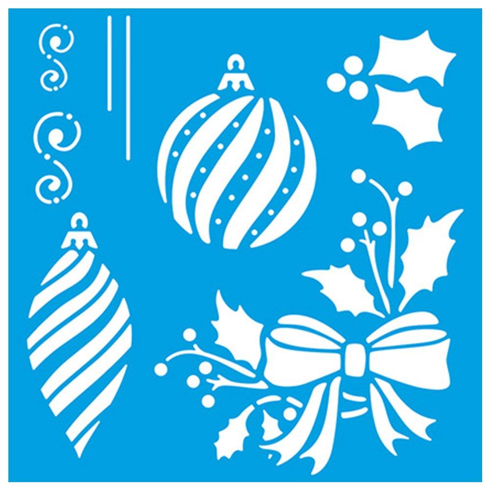 Stencil Litoarte 14x14 STAN-008 Natal Bolas Laços Poinsétias - Palácio da Arte