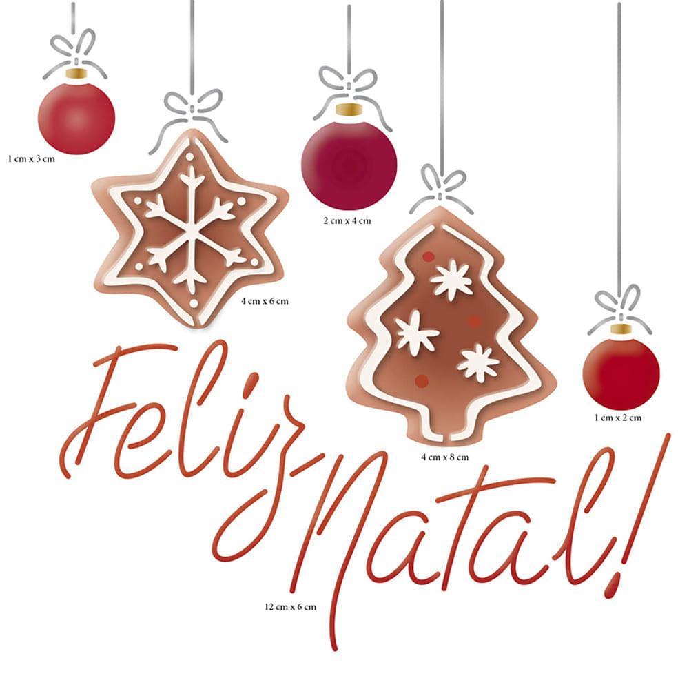 Stencil Litoarte 14x14 STAN-011 Feliz Natal e Enfeites - Palácio da Arte