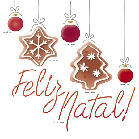 Stencil Litoarte 14x14 STAN-011 Feliz Natal e Enfeites - Palácio da Arte