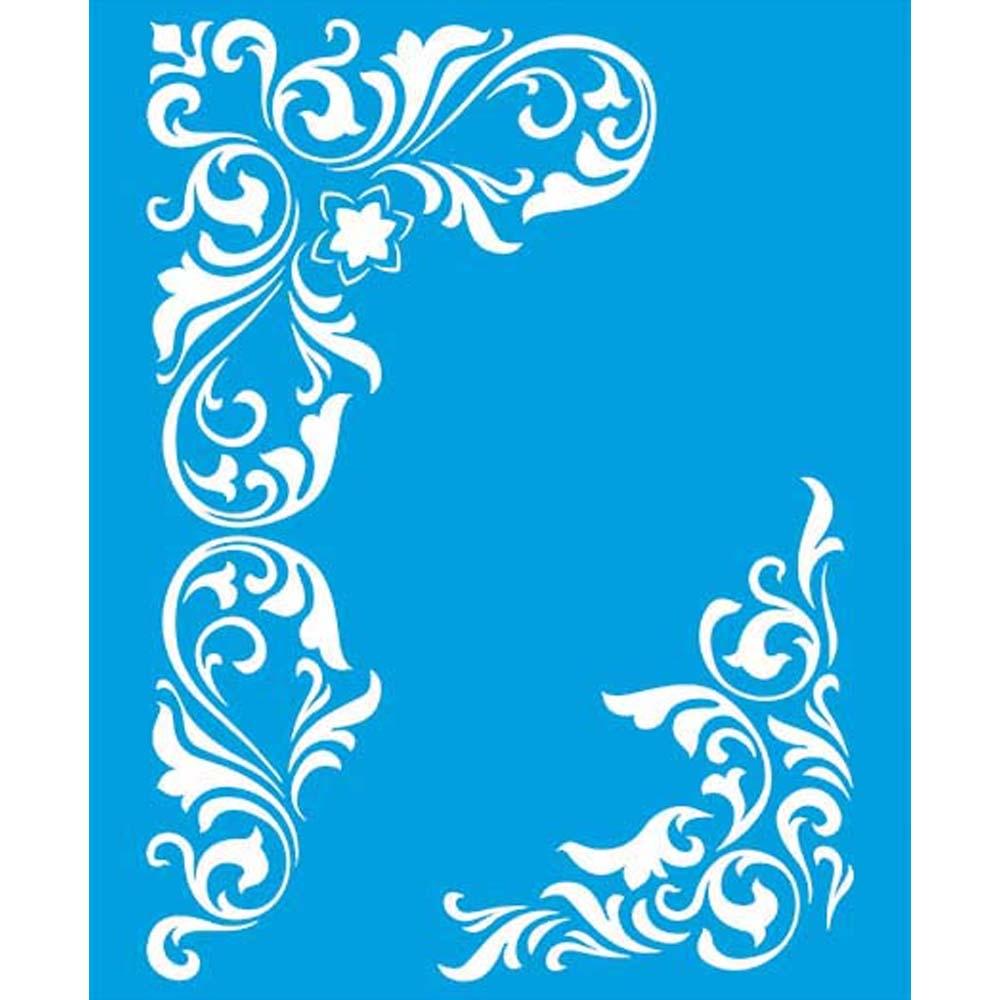Stencil Litoarte 17x21 STM-335 Cantoneira Arabescos - Palácio da Arte