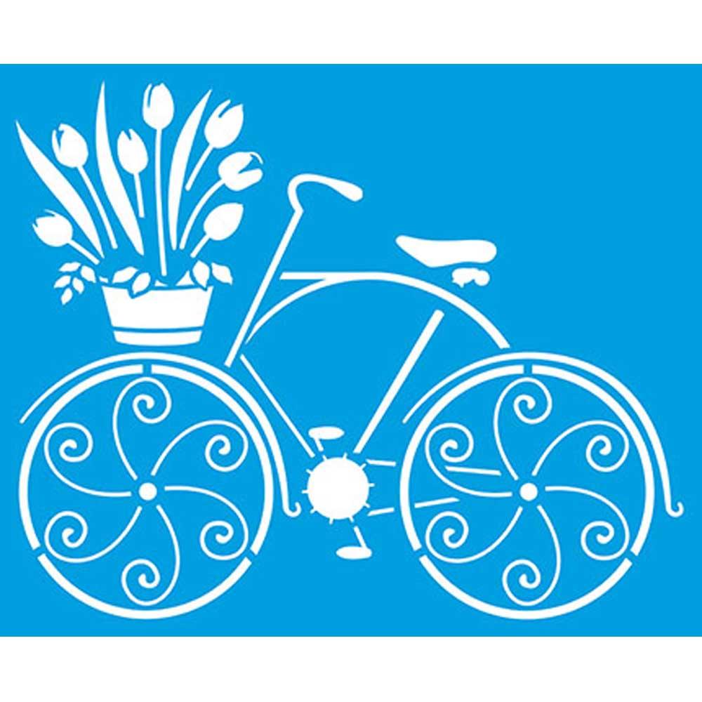 Stencil Litoarte 17x21 STM-350 Bike e Flores - Palácio da Arte