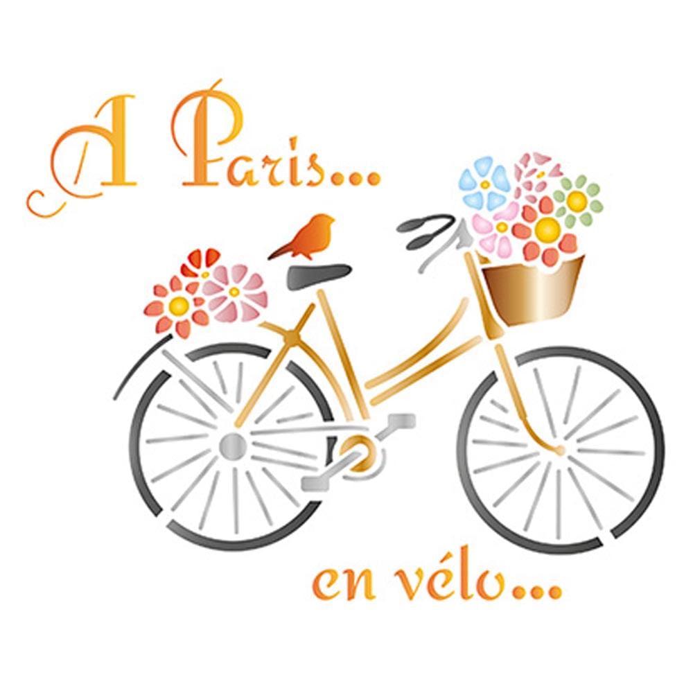 Stencil Litoarte 17x21 STM-579 Bicicleta Paris - Palácio da Arte