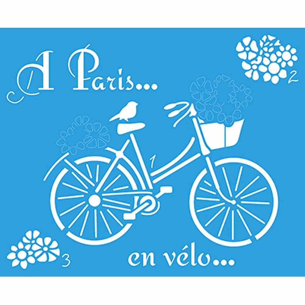 Stencil Litoarte 17x21 STM-579 Bicicleta Paris - Palácio da Arte