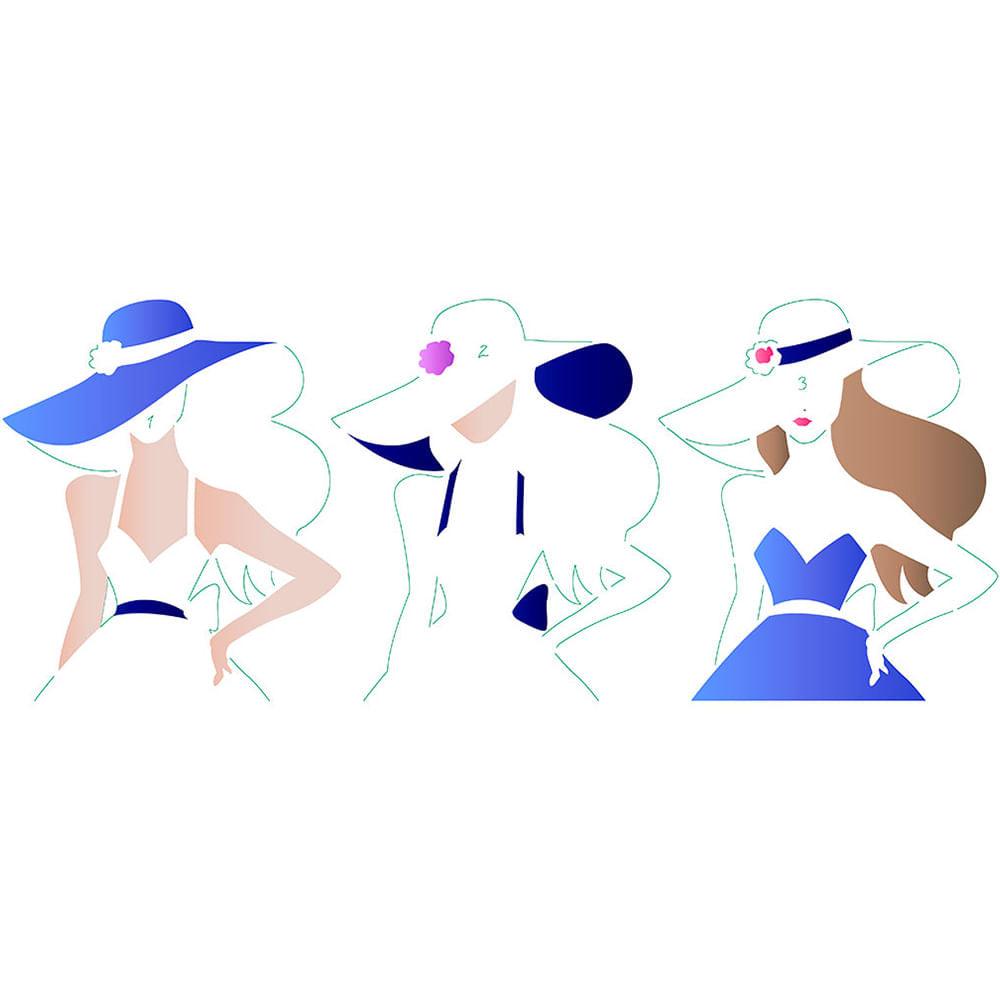 Stencil Litoarte 17x42 STG-084 Bonecas Mulheres I - Palácio da Arte
