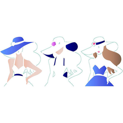 Stencil Litoarte 17x42 STG-084 Bonecas Mulheres I - Palácio da Arte