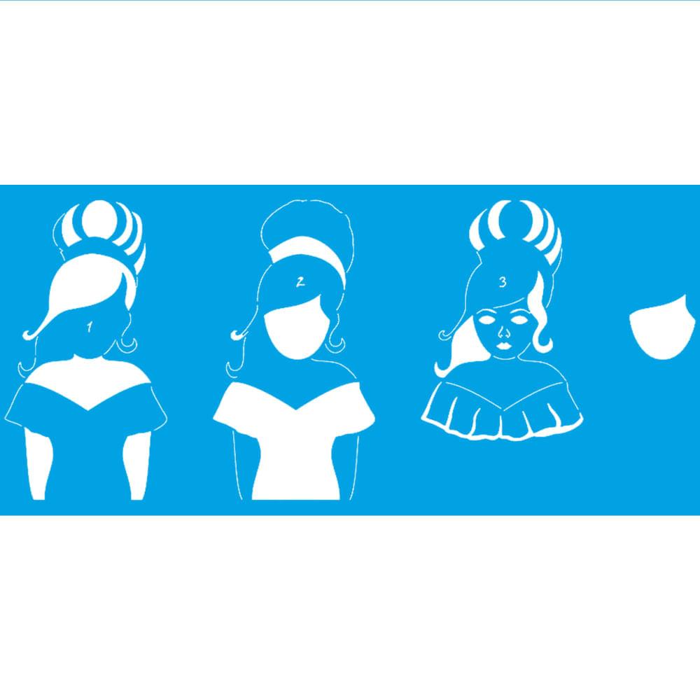 Stencil Litoarte 17x42 STG-085 Bonecas Mulheres II - Palácio da Arte
