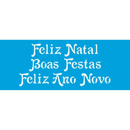 Stencil Litoarte 17x6,5 STNP-008 Feliz Natal e Boas Festas - Palácio da Arte