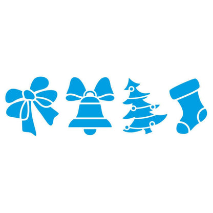 Stencil Litoarte 17x6,5 STNP-017 Natal Laço, Pinheiro, Sino e Meia - Palácio da Arte