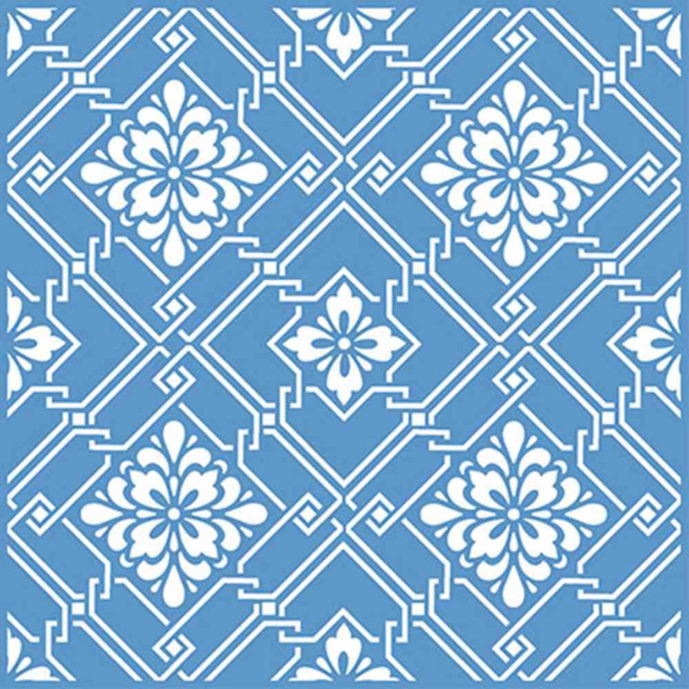 Stencil Litoarte 20x20 STXX-005 Azulejo com Flores - Palácio da Arte