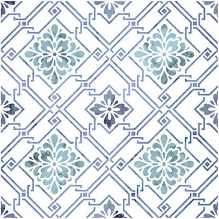 Stencil Litoarte 20x20 STXX-005 Azulejo com Flores - Palácio da Arte