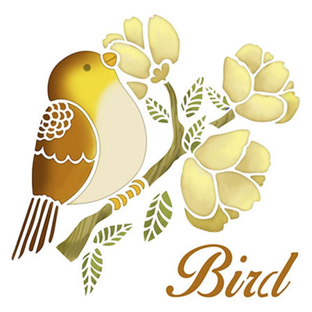 Stencil Litoarte 20x20 STXX-028 Pássaro no Galho I - Palácio da Arte