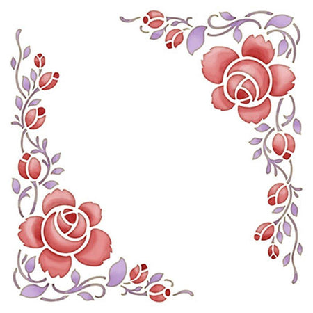 Stencil Litoarte 20x20 STXX-038 Cantoneira de Rosas - Palácio da Arte