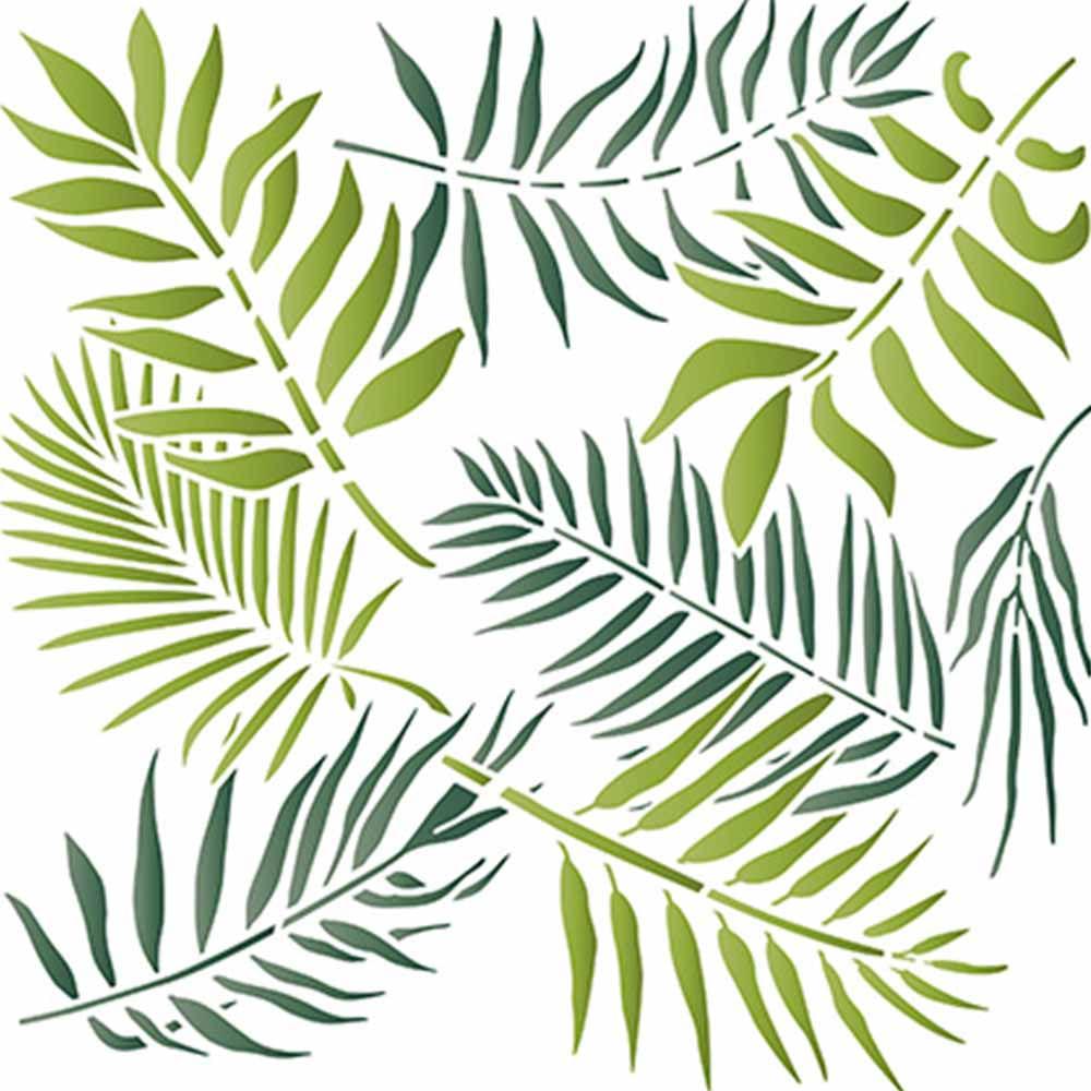 Stencil Litoarte 20x20 STXX-065 Estampa de Folhas Tropicais - Palácio da Arte