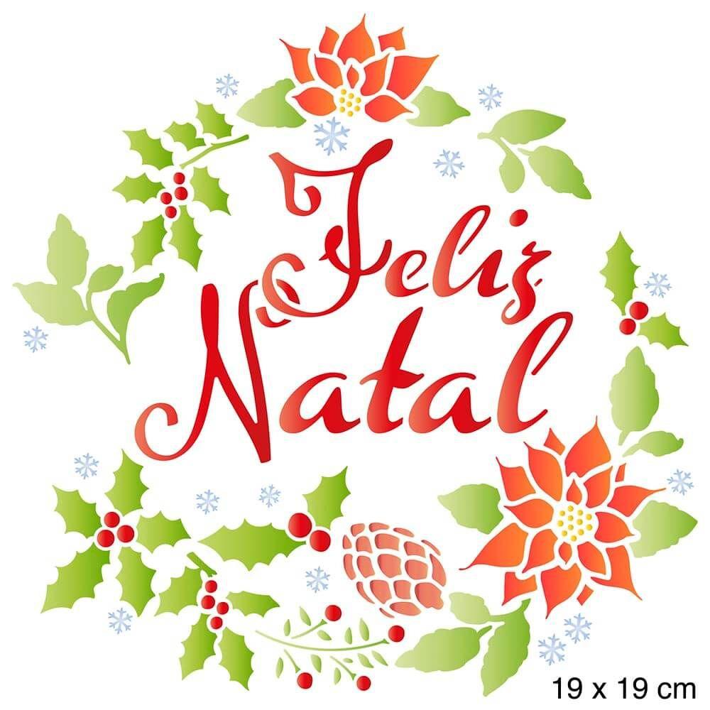 Stencil Litoarte 20x20 STXXN-002 Natal Poinsétias Feliz Natal - Palácio da Arte