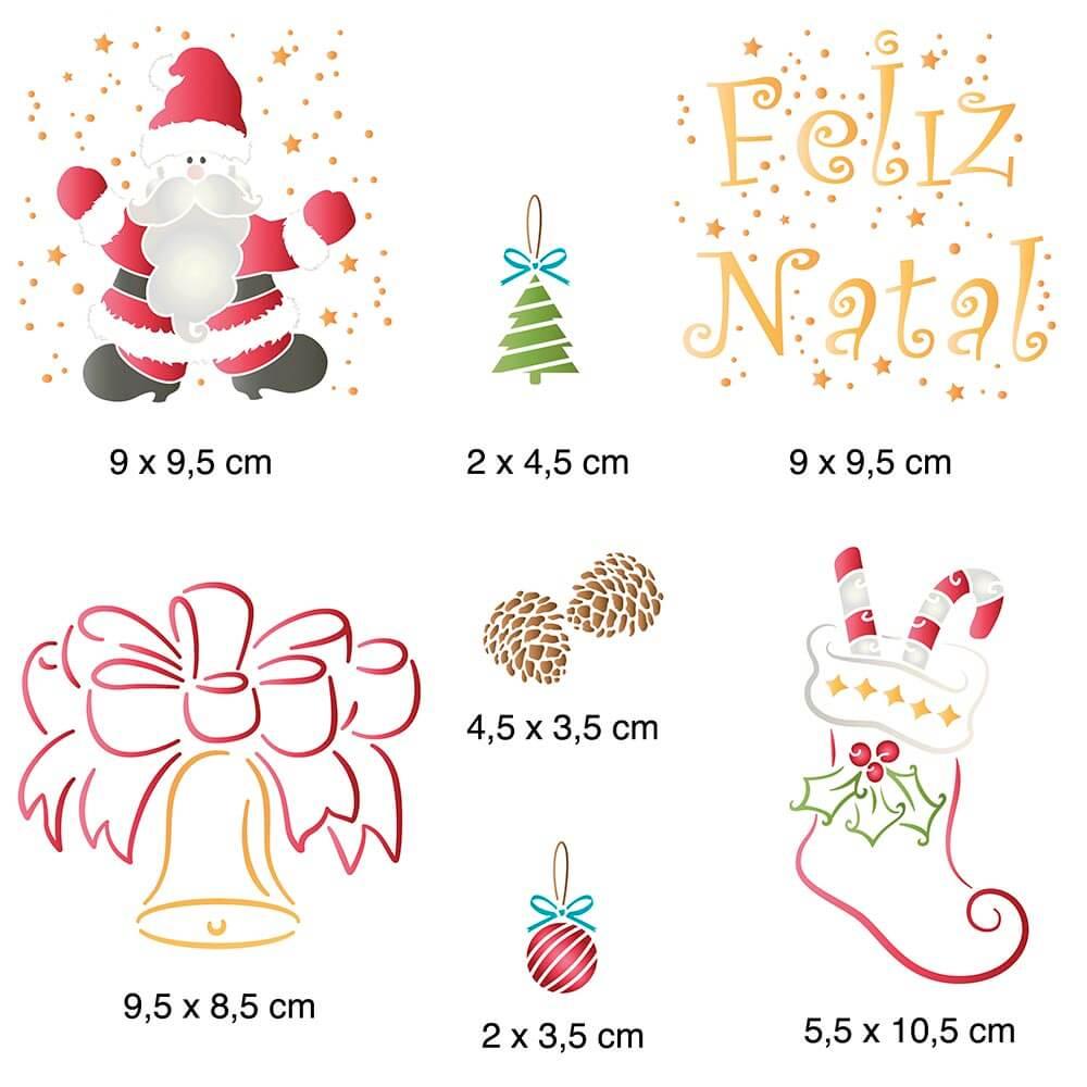 Stencil Litoarte 20x20 STXXN-013 Feliz Natal Sino e Papai Noel - Palácio da Arte