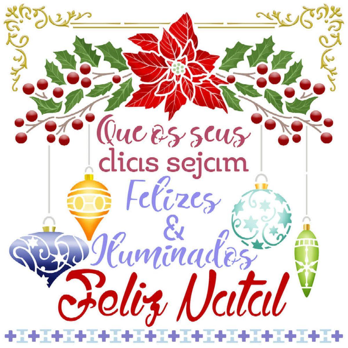 Stencil Litoarte 20x20 STXXN-019 Natal Que Os Seus Dias Sejam Felizes e Iluminados - Palácio da Arte