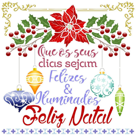 Stencil Litoarte 20x20 STXXN-019 Natal Que Os Seus Dias Sejam Felizes e Iluminados - Palácio da Arte