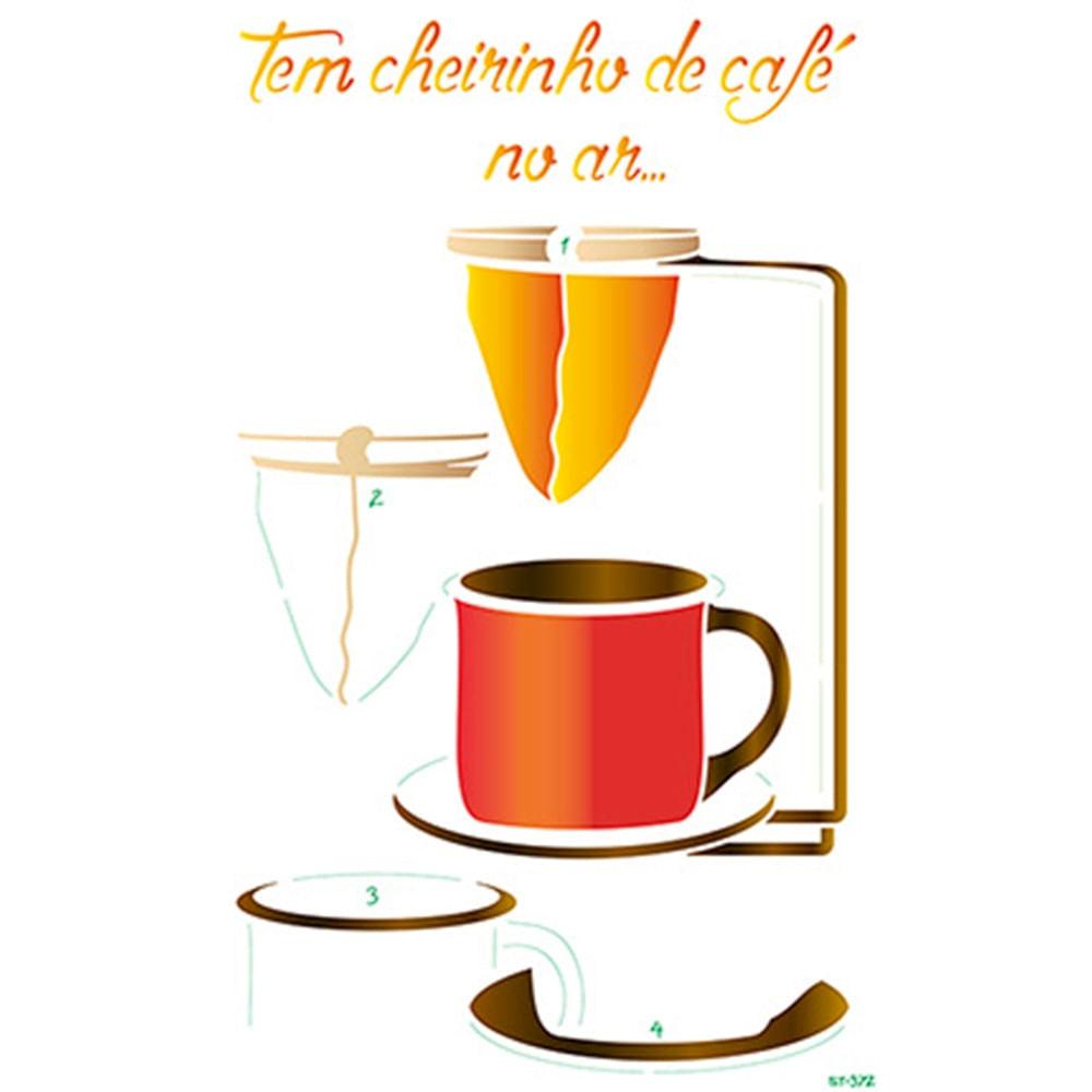 Stencil Litoarte 21x34 ST-372 Tem Cheirinho de Café no Ar - Palácio da Arte