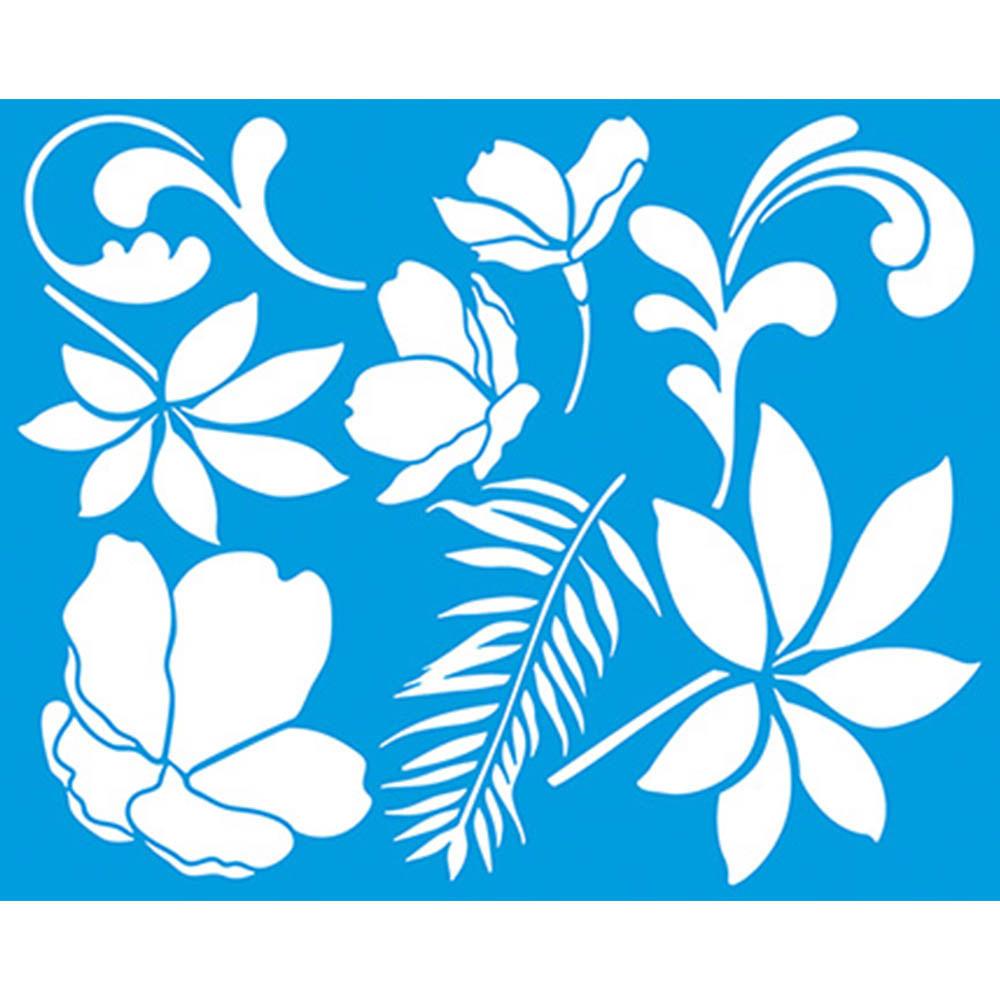 Stencil Litoarte 25x20 STR-052 Magnólias Flores e Folhas - Palácio da Arte