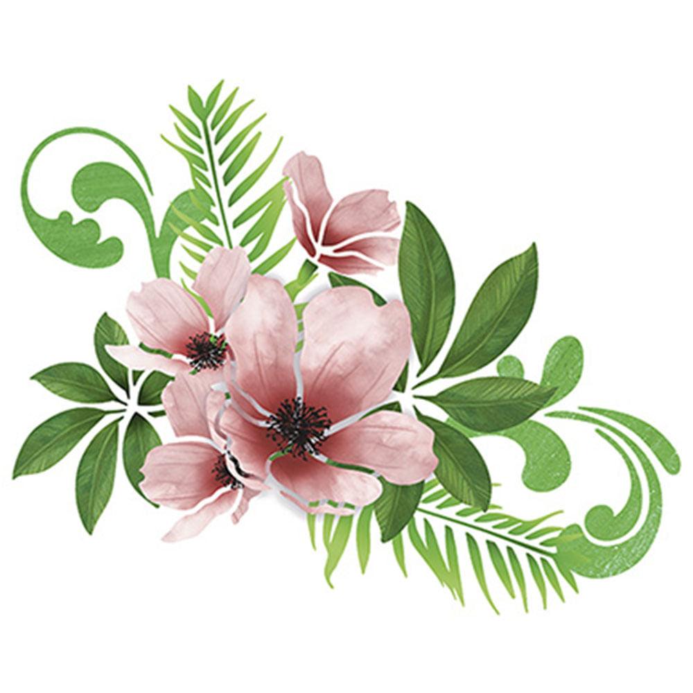 Stencil Litoarte 25x20 STR-052 Magnólias Flores e Folhas - Palácio da Arte