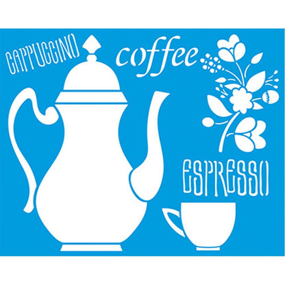 Stencil Litoarte 25x20 STR-061 Bule e Xícara de Café - Palácio da Arte