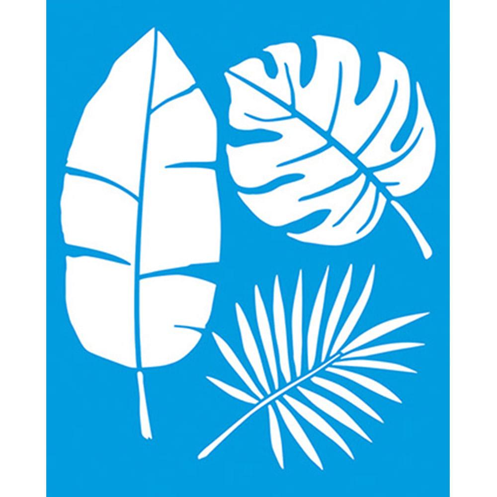 Stencil Litoarte 25x20 STR-076 Folhas Tropicais - Palácio da Arte