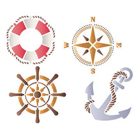 Stencil Litoarte 25x20 STR-083 Boia, Âncora e Rosa dos Ventos - Palácio da Arte