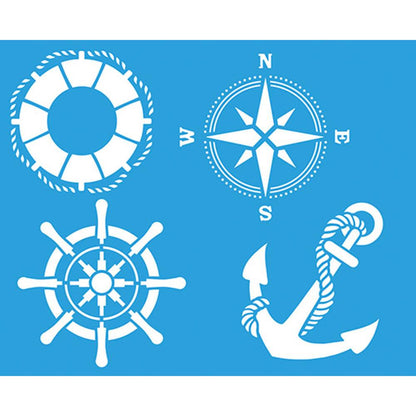Stencil Litoarte 25x20 STR-083 Boia, Âncora e Rosa dos Ventos - Palácio da Arte