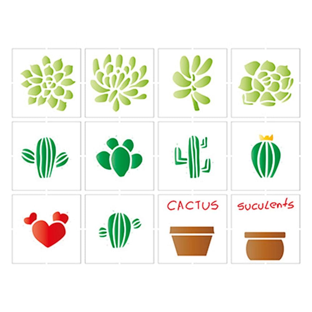 Stencil Litoarte 25x20 STR-086 Miniaturas Suculentas e Cactus - Palácio da Arte