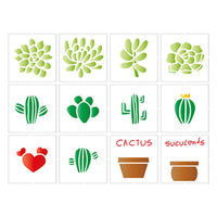 Stencil Litoarte 25x20 STR-086 Miniaturas Suculentas e Cactus - Palácio da Arte
