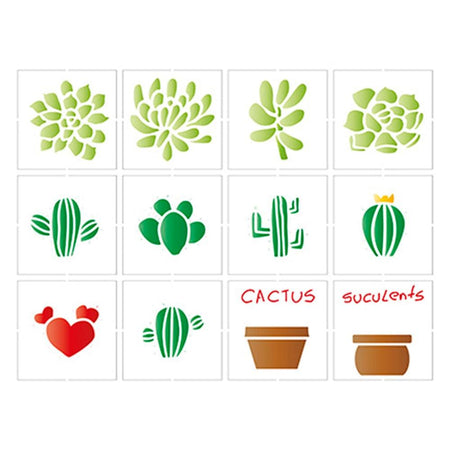 Stencil Litoarte 25x20 STR-086 Miniaturas Suculentas e Cactus - Palácio da Arte
