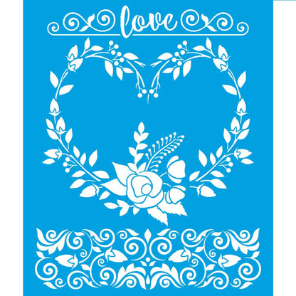 Stencil Litoarte 25x20 STR-150 Coração de Flores - Palácio da Arte