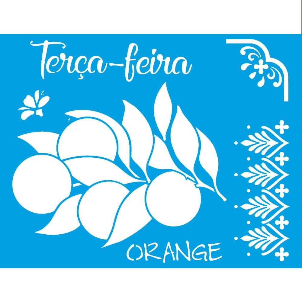 Stencil Litoarte 25x20 STR-155 Terça-feira Laranjas - Palácio da Arte