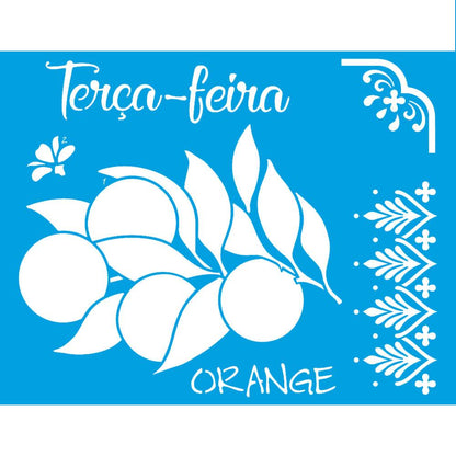Stencil Litoarte 25x20 STR-155 Terça-feira Laranjas - Palácio da Arte