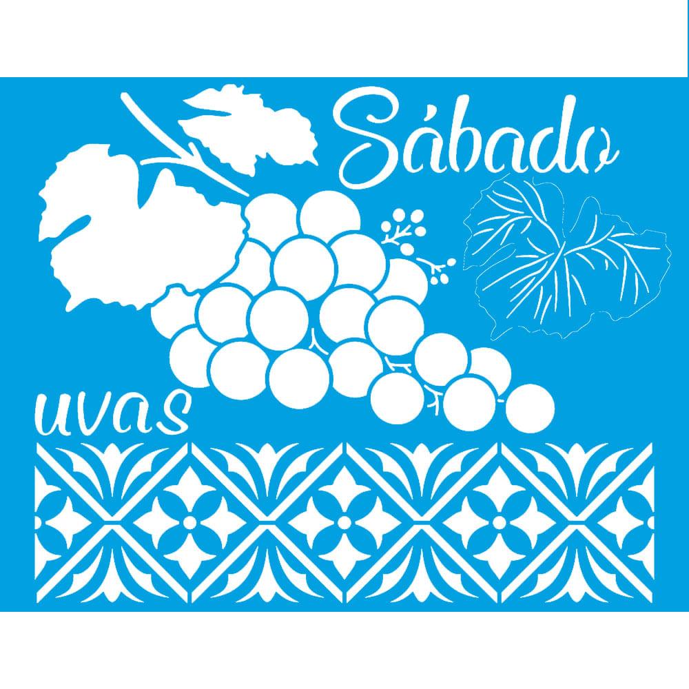 Stencil Litoarte 25x20 STR-159 Sábado Uvas - Palácio da Arte
