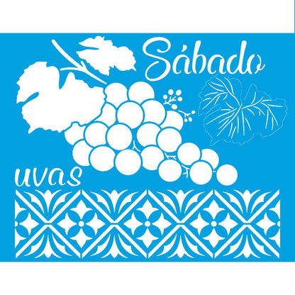 Stencil Litoarte 25x20 STR-159 Sábado Uvas - Palácio da Arte