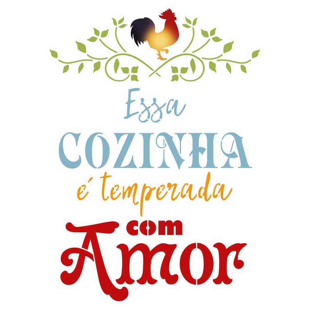 Stencil Litoarte 25x20 STR-225 Frases Essa Cozinha é Temperada com Amor - Palácio da Arte