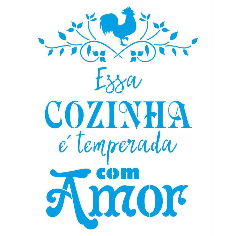 Stencil Litoarte 25x20 STR-225 Frases Essa Cozinha é Temperada com Amor - Palácio da Arte