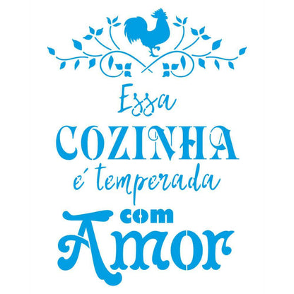 Stencil Litoarte 25x20 STR-225 Frases Essa Cozinha é Temperada com Amor - Palácio da Arte