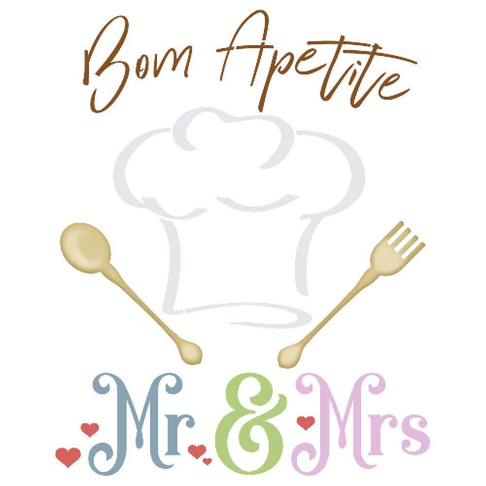Stencil Litoarte 25x20 STR-246 Cozinha Bom Apetit MR MRS - Palácio da Arte