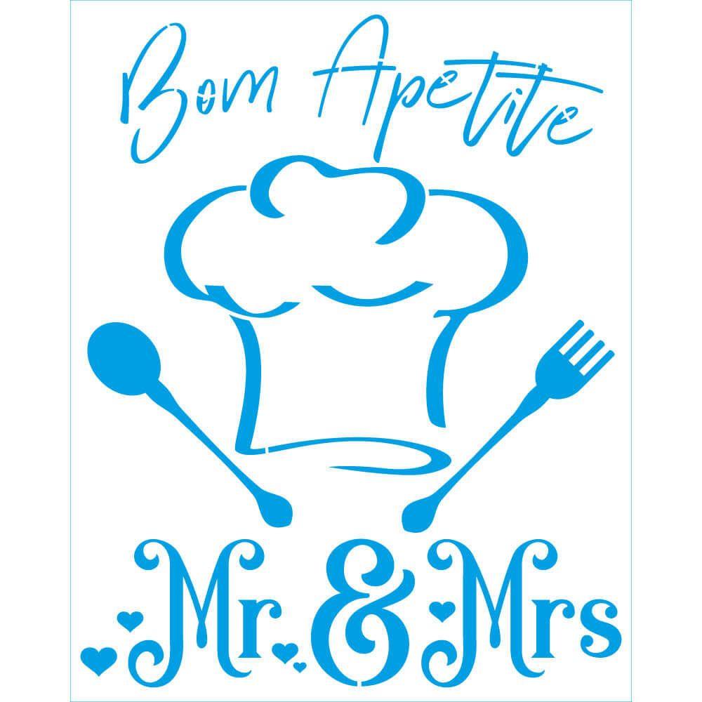Stencil Litoarte 25x20 STR-246 Cozinha Bom Apetit MR MRS - Palácio da Arte