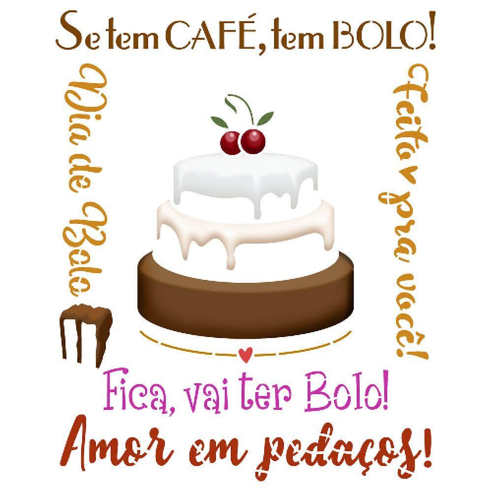Stencil Litoarte 25x20 STR-248 Cozinha Bolo e Frases Amor em Pedaços - Palácio da Arte