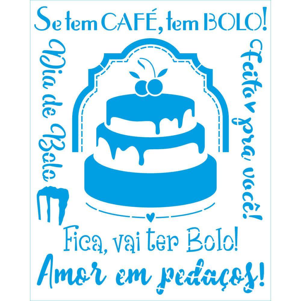 Stencil Litoarte 25x20 STR-248 Cozinha Bolo e Frases Amor em Pedaços - Palácio da Arte