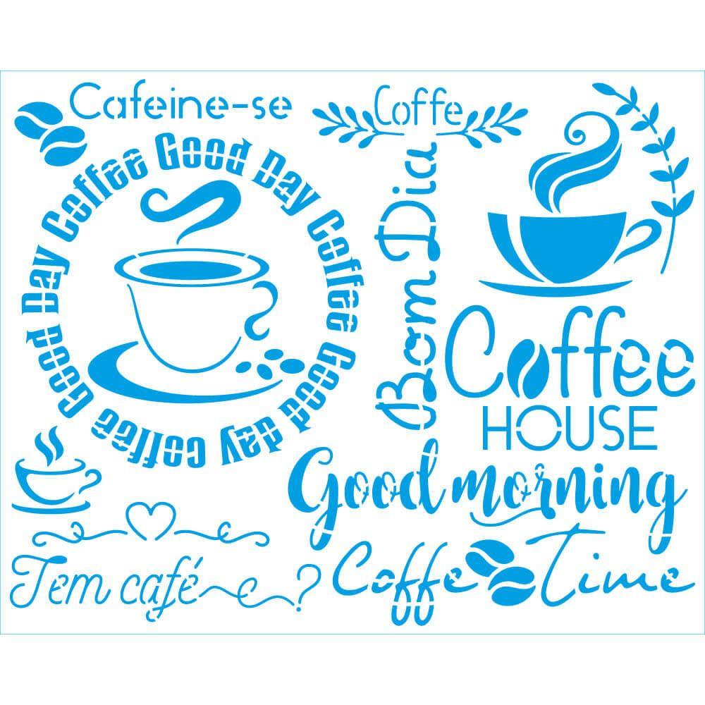 Stencil Litoarte 25x20 STR-250 Cozinha Café e Frases - Palácio da Arte