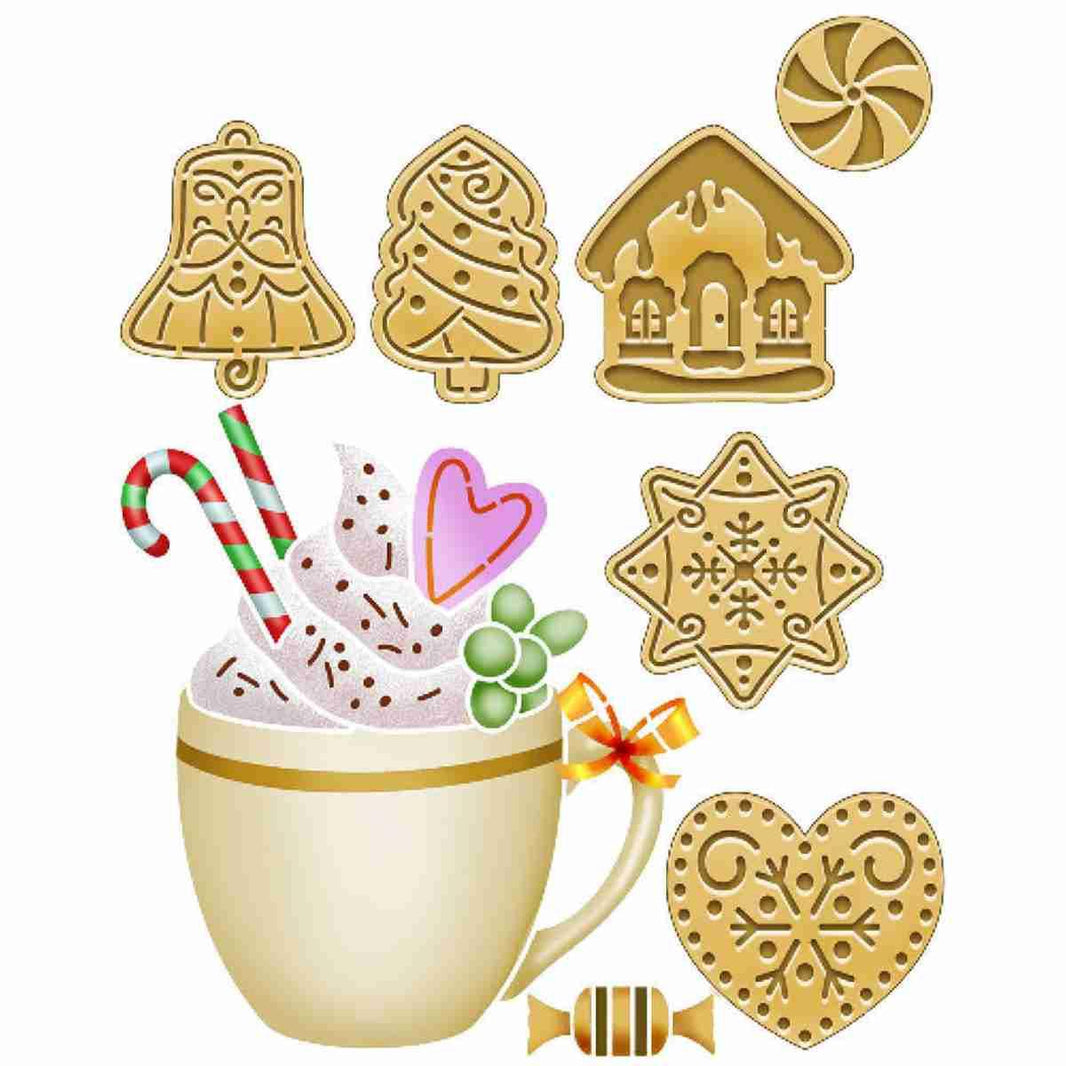 Stencil Litoarte 25x20 STRN-025 Natal Chocolate Quente Christmas Cookies - Palácio da Arte