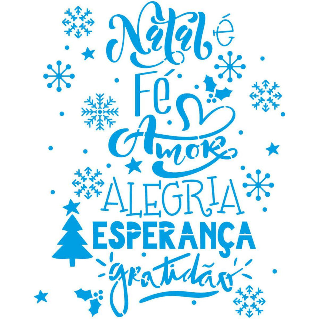 Stencil Litoarte 25x20 STRN-028 Boho Natal é Fé, Amor e Alegria - Palácio da Arte